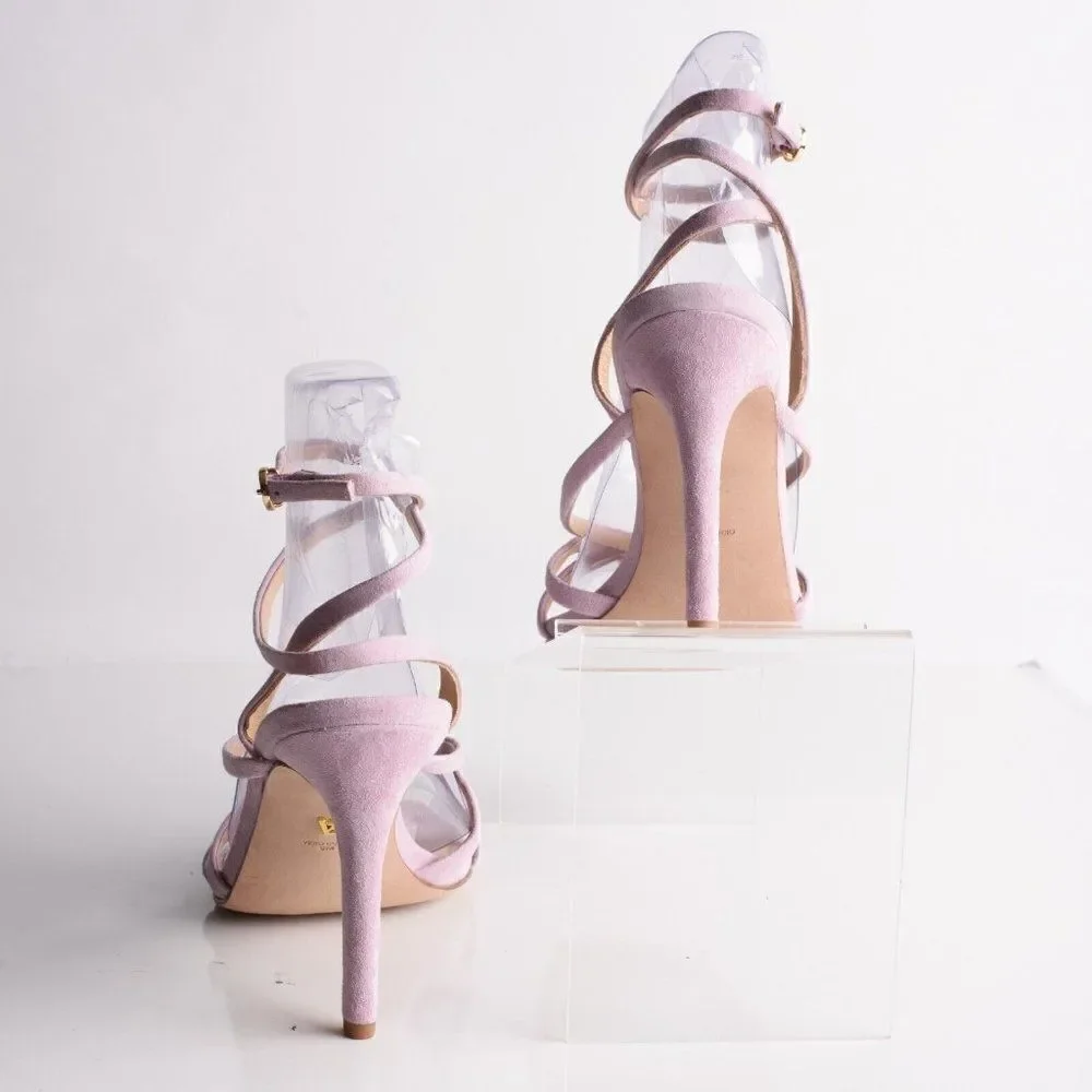 Veronica Beard Womens Abriella Strappy Suede Sandals Heels Lavendar EU 39 US 9 - Picture 6 of 9